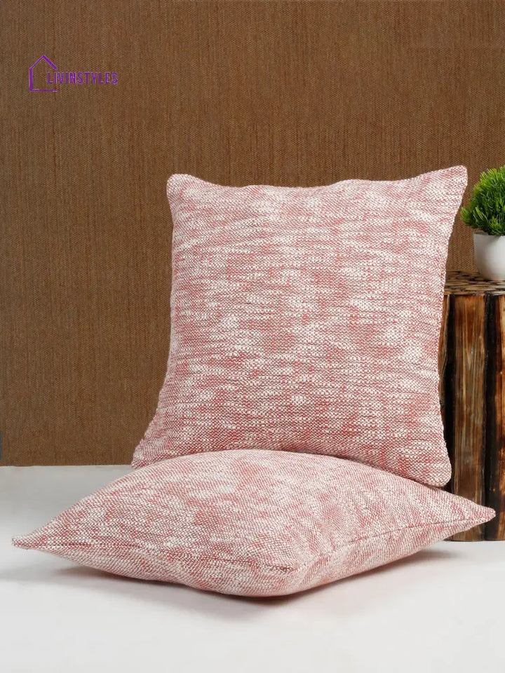 Eyda Blush Pink Cotton Solid Cushion Cover Set Of 2