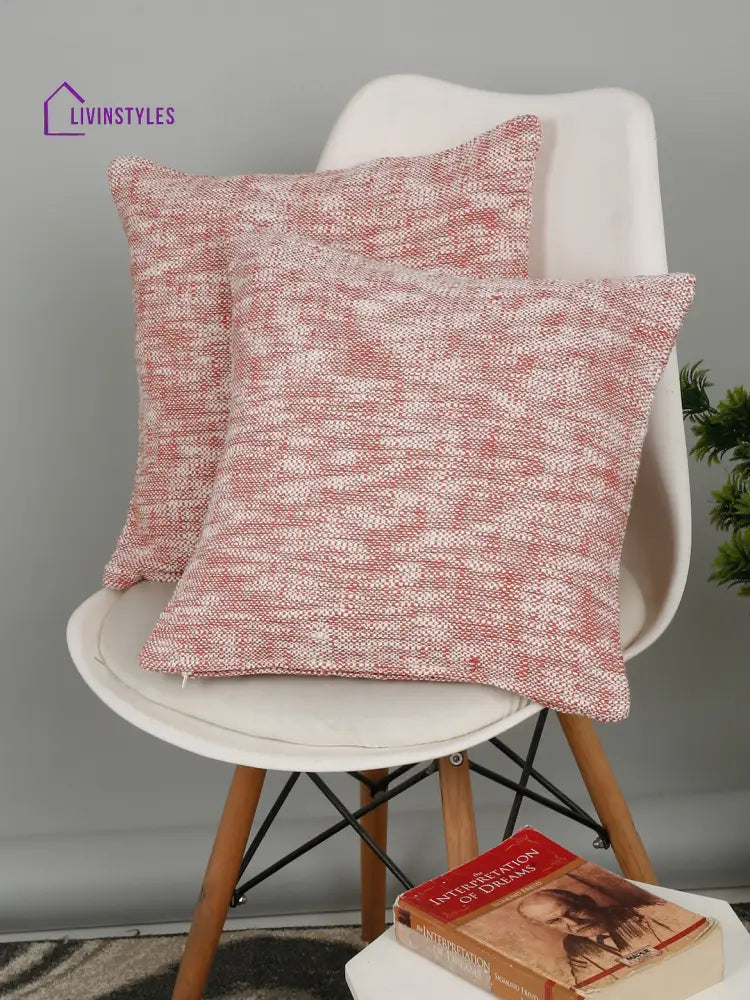 Eyda Blush Pink Cotton Solid Cushion Cover Set Of 2