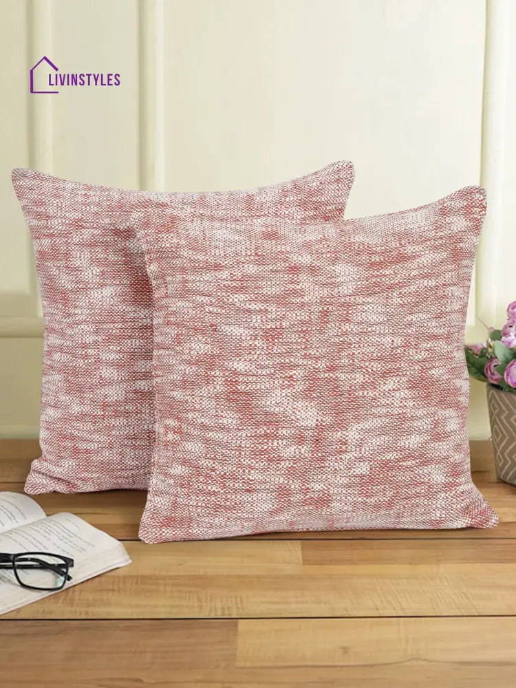Eyda Blush Pink Cotton Solid Cushion Cover Set Of 2
