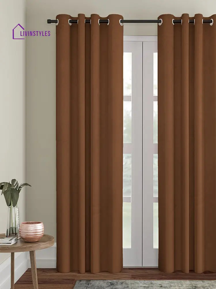 Eyda Brown Color Premium Semi Blackout Door Curtain- 1 Pc