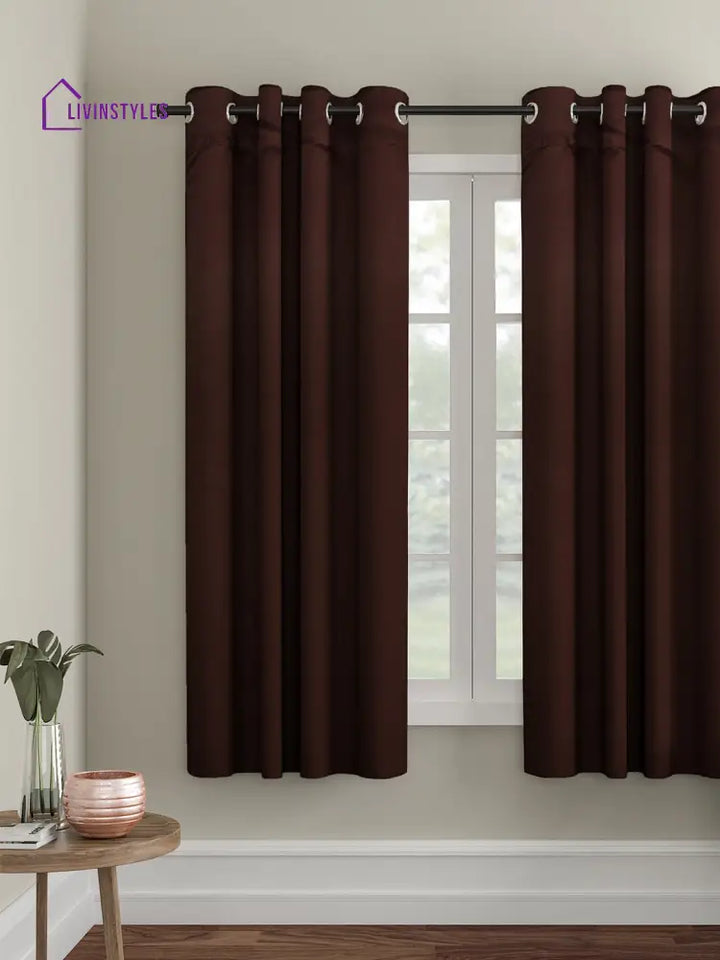 Eyda Brown Color Premium Semi Blackout Window Curtain- 1 Pc