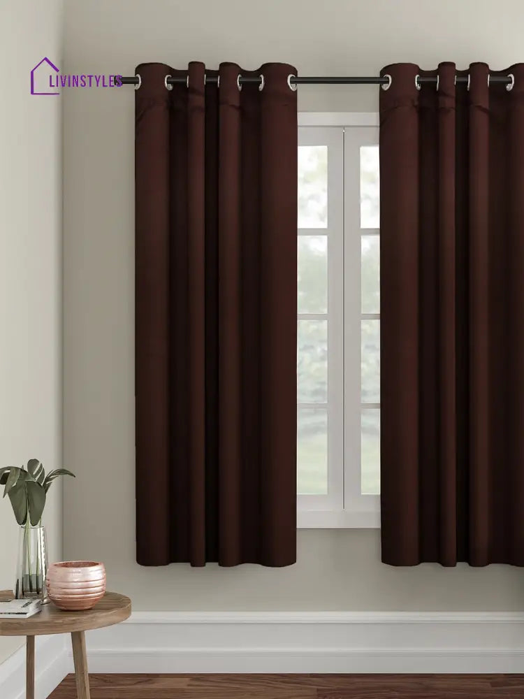 Eyda Brown Color Premium Semi Blackout Window Curtain- 1 Pc