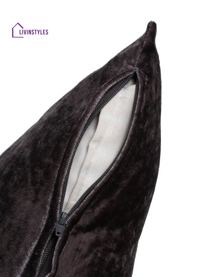 Eyda Charcoal Velvet Solid Cushion Cover Set Of 2