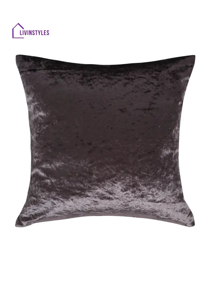 Eyda Charcoal Velvet Solid Cushion Cover Set Of 2