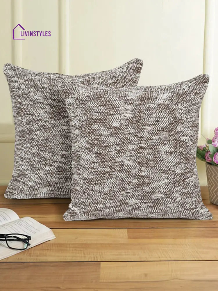 Eyda Choco Cotton Solid Cushion Cover Set Of 2