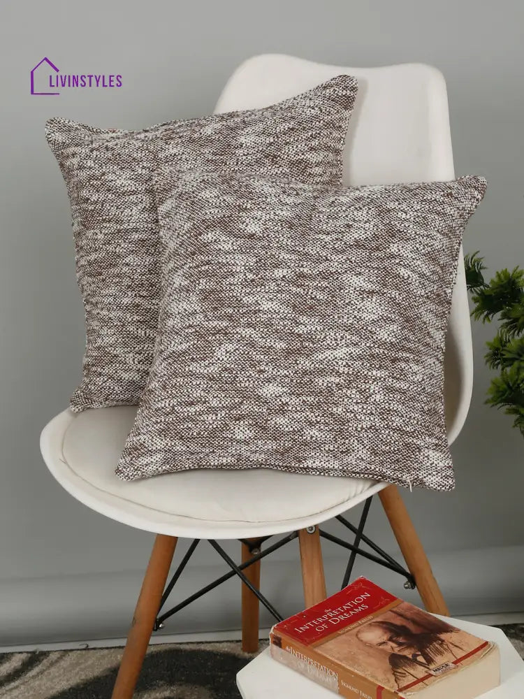 Eyda Choco Cotton Solid Cushion Cover Set Of 2