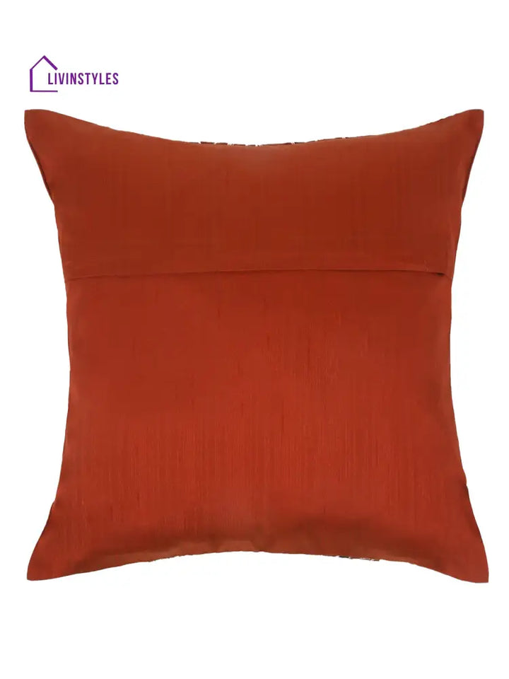 Eyda Copper And Brown Color Embroidered Cushion Cover Set Of 2-16X16 Inch