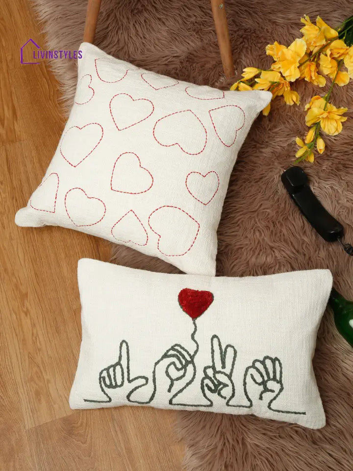 Eyda Cotton Embroidered Cushion Cover Set Of 2
