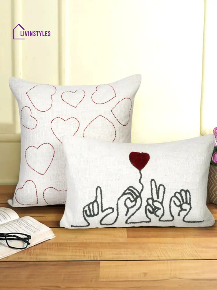 Eyda Cotton Embroidered Cushion Cover Set Of 2