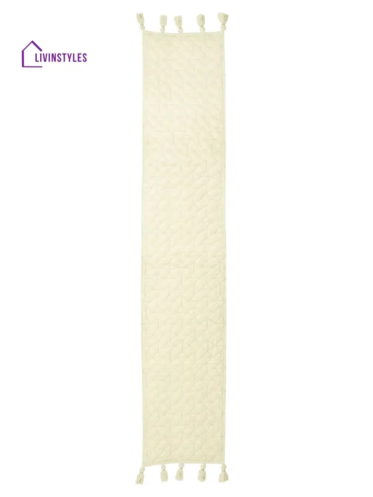 Eyda Cream Color Quilted Table Runner