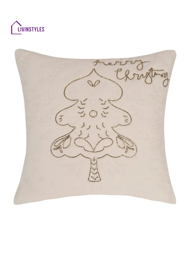 Eyda Cream Cotton Quilted Cushion Cover Set Of 2