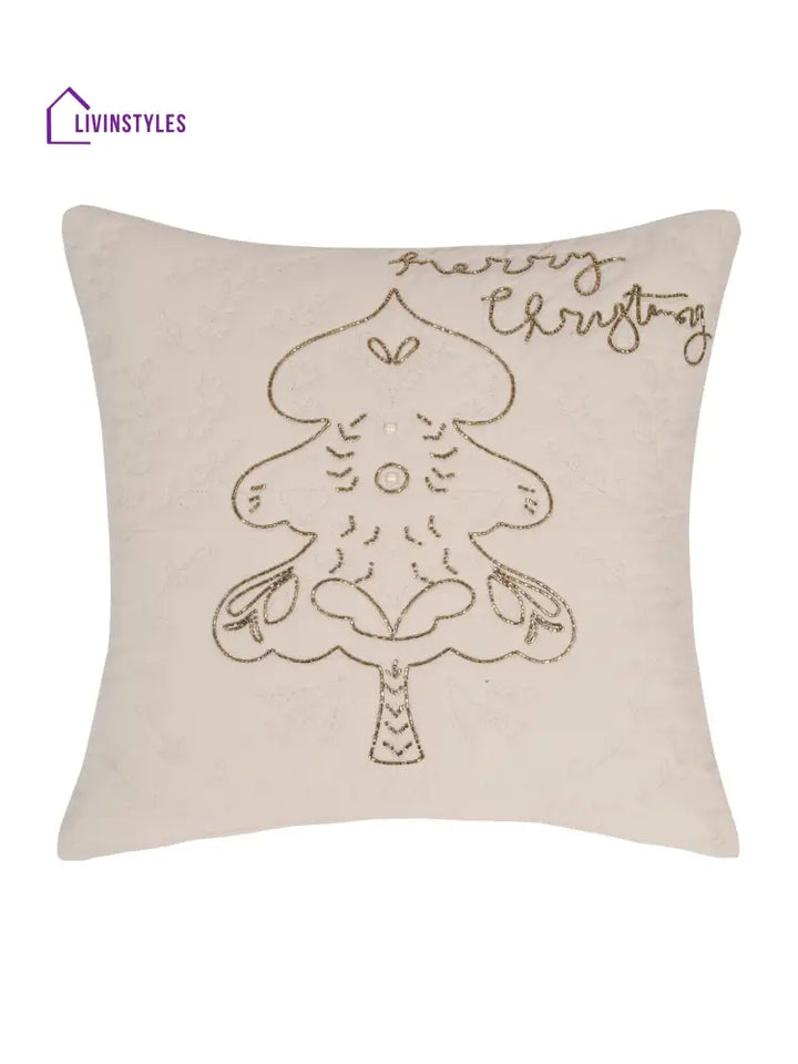 Eyda Cream Cotton Quilted Cushion Cover Set Of 2