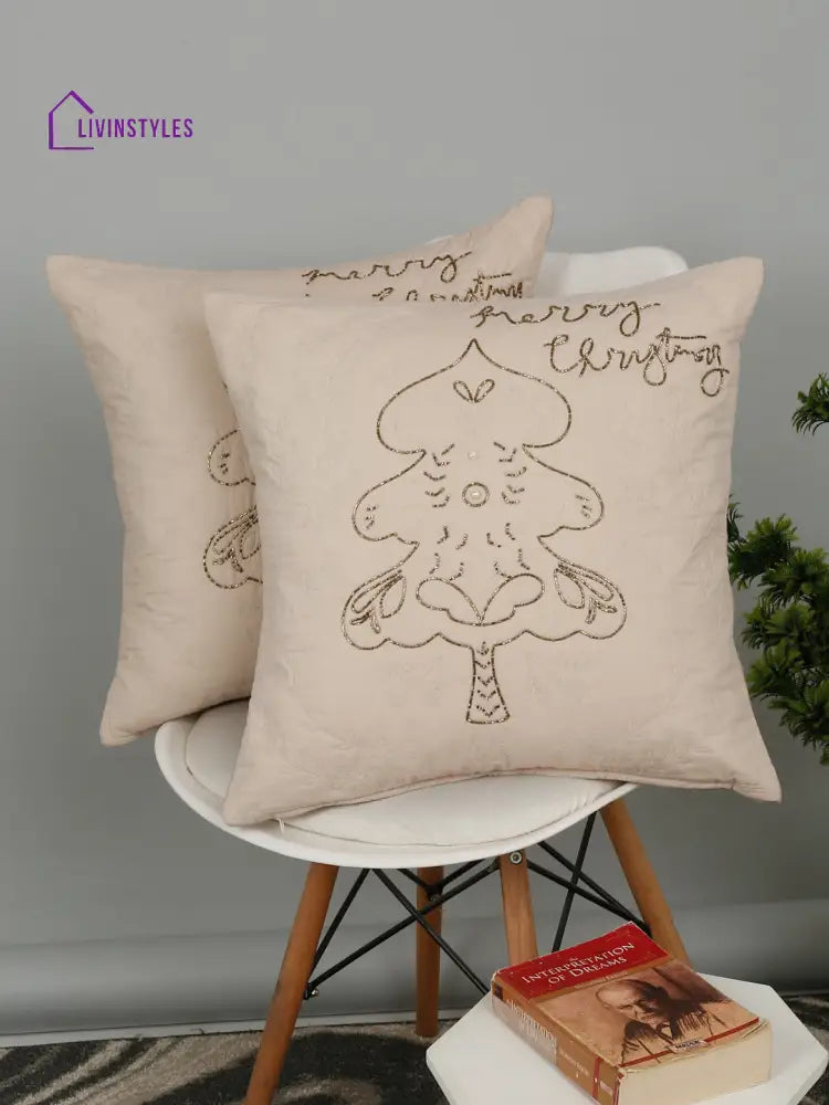 Eyda Cream Cotton Quilted Cushion Cover Set Of 2