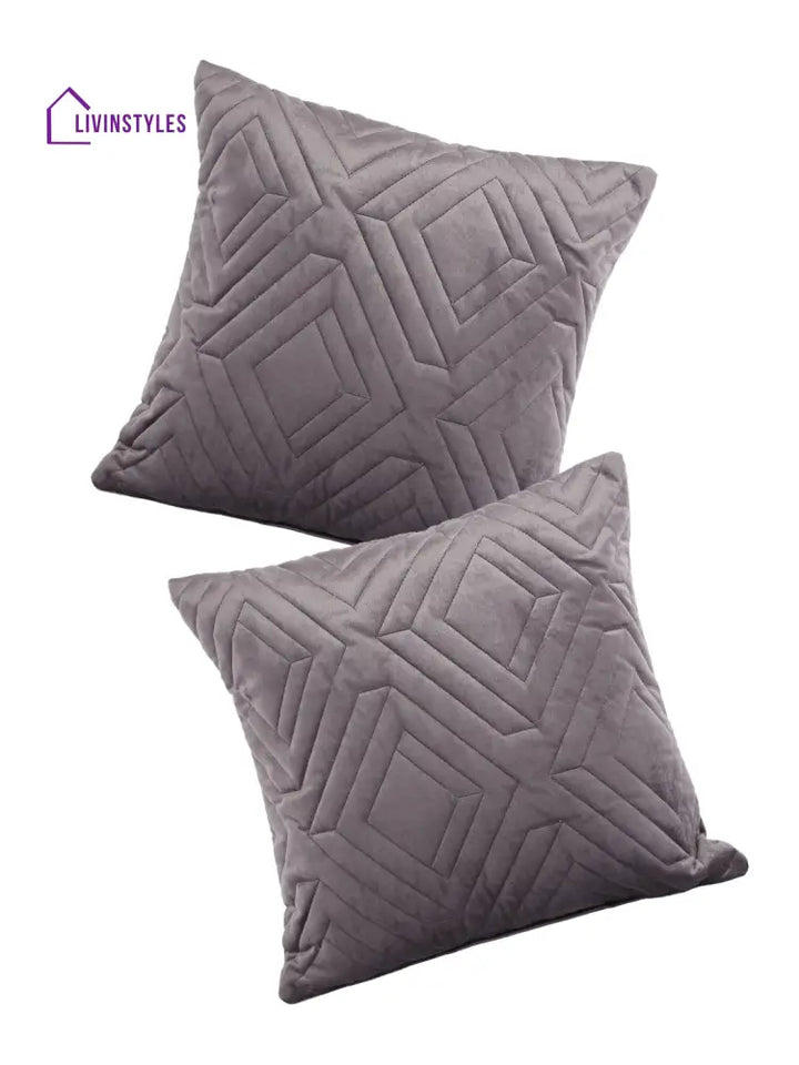 Eyda Designer Quilted Velvet Cushion Cover Set Of 2-16X16 Inch