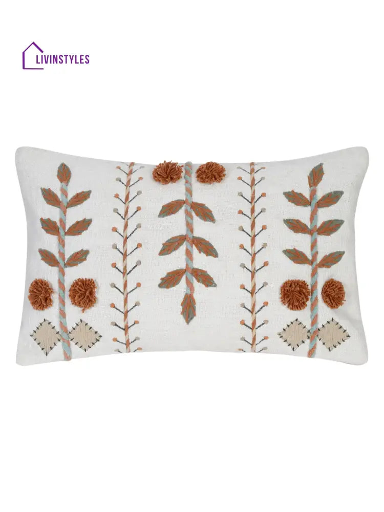 Eyda Embroidered Cotton Cushion Covers Set Of 2-12X20 Inch