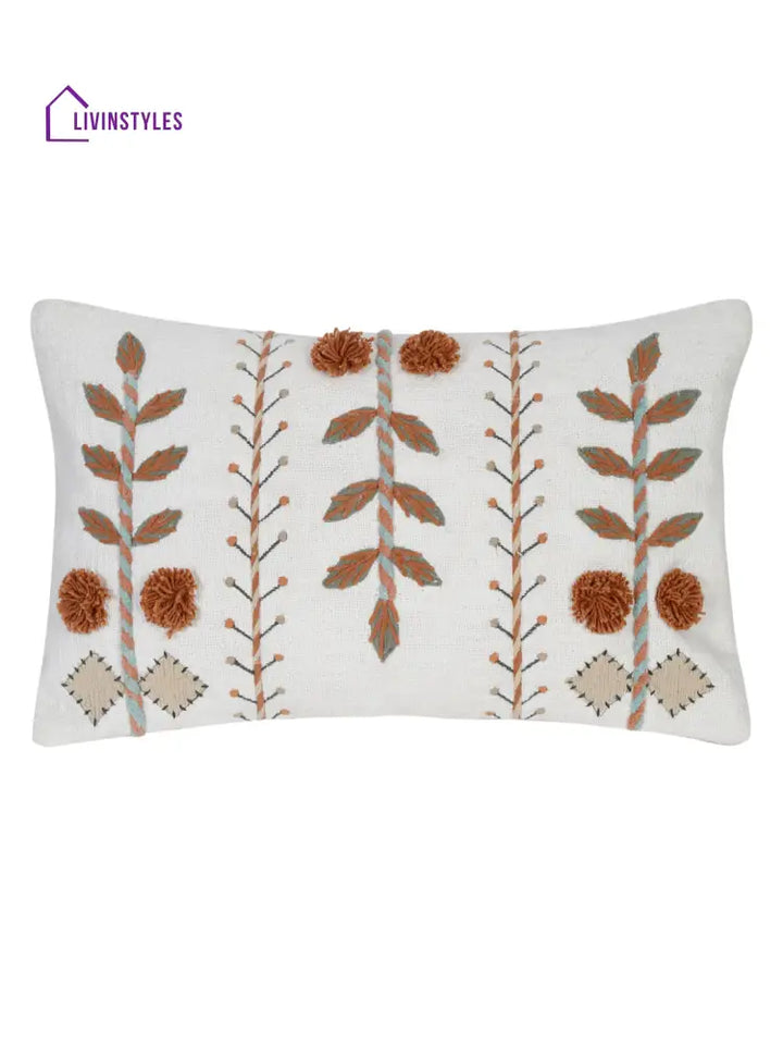 Eyda Embroidered Cotton Cushion Covers Set Of 2-12X20 Inch