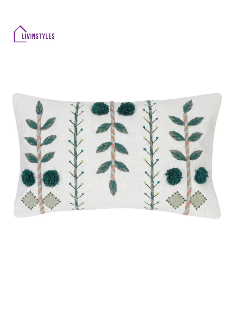 Eyda Embroidered Cotton Cushion Covers Set Of 2-12X20 Inch