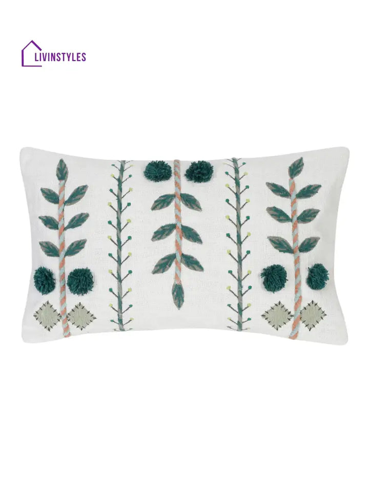 Eyda Embroidered Cotton Cushion Covers Set Of 2-12X20 Inch