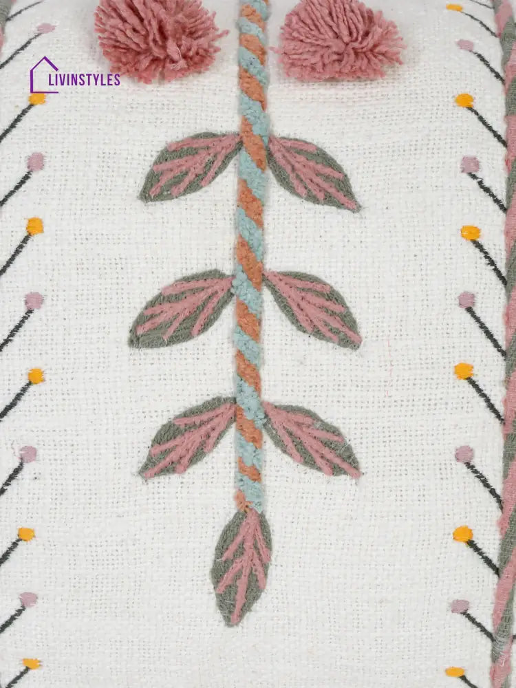 Eyda Embroidered Cotton Cushion Covers Set Of 2-12X20 Inch