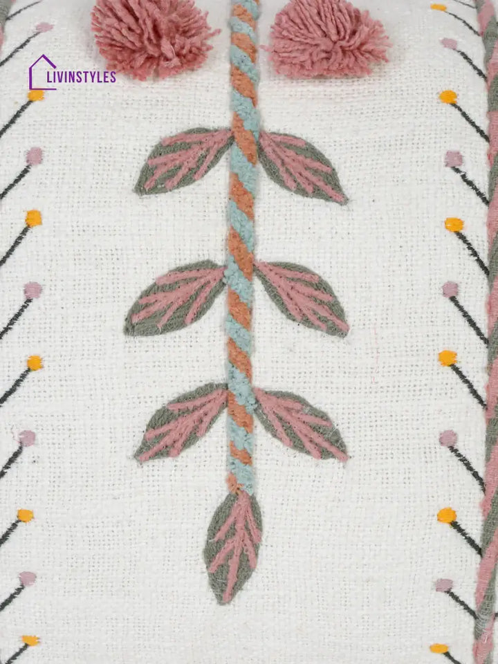 Eyda Embroidered Cotton Cushion Covers Set Of 2-12X20 Inch