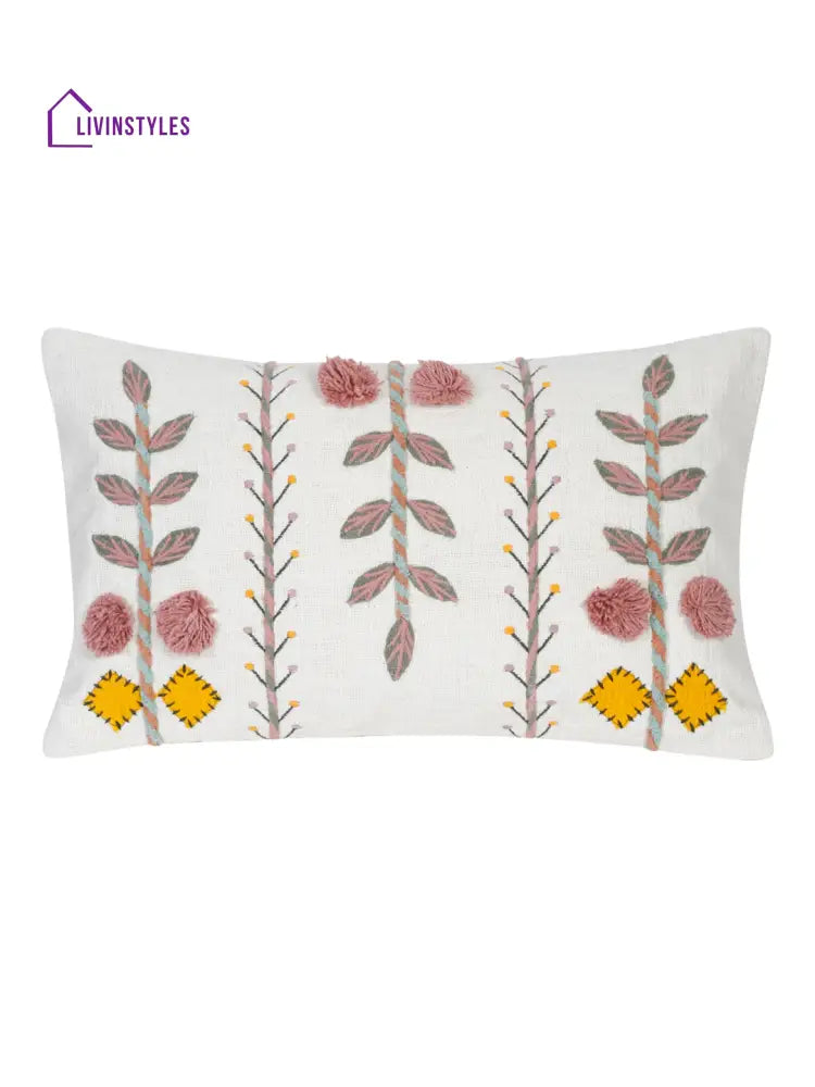Eyda Embroidered Cotton Cushion Covers Set Of 2-12X20 Inch
