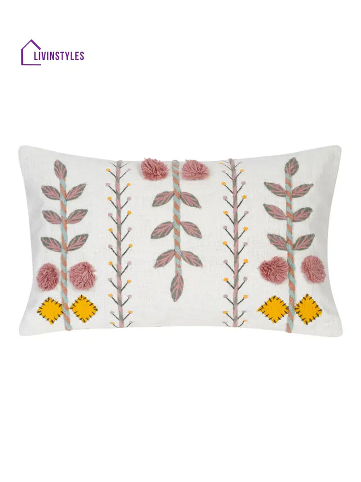 Eyda Embroidered Cotton Cushion Covers Set Of 2-12X20 Inch