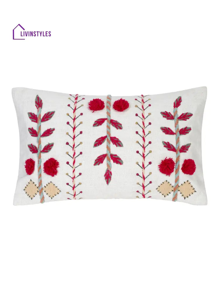 Eyda Embroidered Cotton Cushion Covers Set Of 2-12X20 Inch