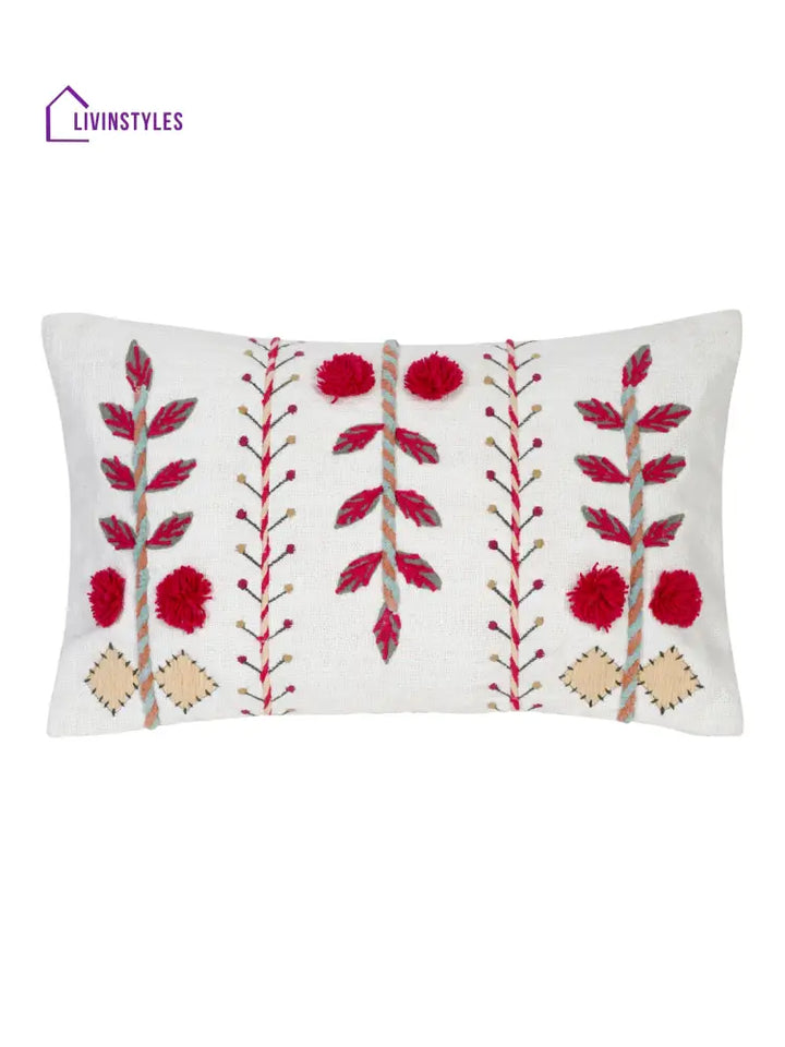 Eyda Embroidered Cotton Cushion Covers Set Of 2-12X20 Inch