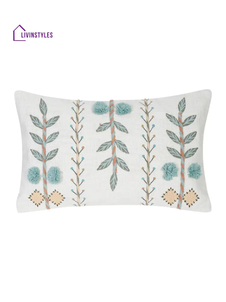 Eyda Embroidered Cotton Cushion Covers Set Of 2-12X20 Inch