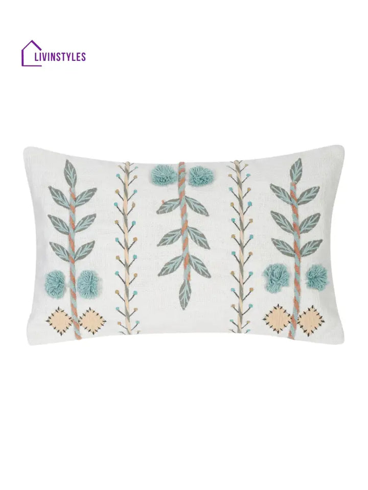 Eyda Embroidered Cotton Cushion Covers Set Of 2-12X20 Inch
