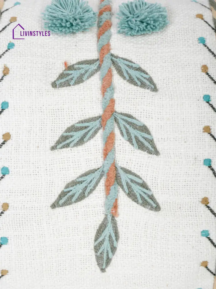 Eyda Embroidered Cotton Cushion Covers Set Of 2-12X20 Inch