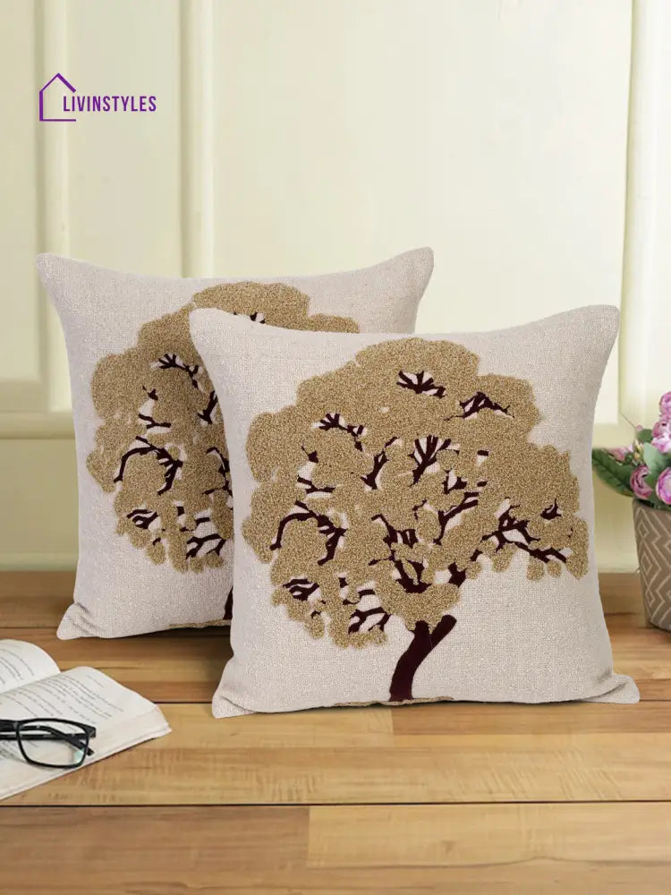 Eyda Embroidered Cotton Cushion Covers Set Of 2-18X18 Inch
