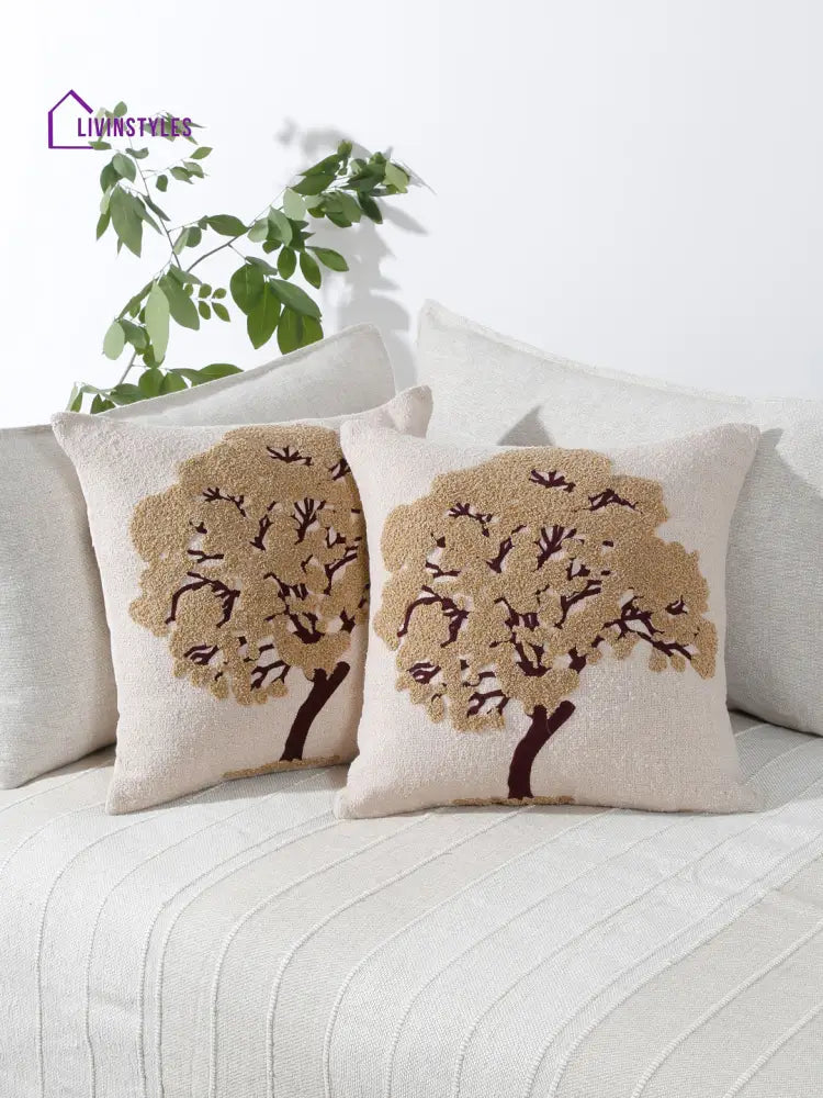 Eyda Embroidered Cotton Cushion Covers Set Of 2-18X18 Inch