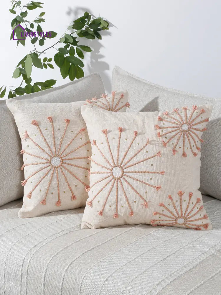 Eyda Embroidered Cotton Cushion Covers Set Of 2-18X18 Inch