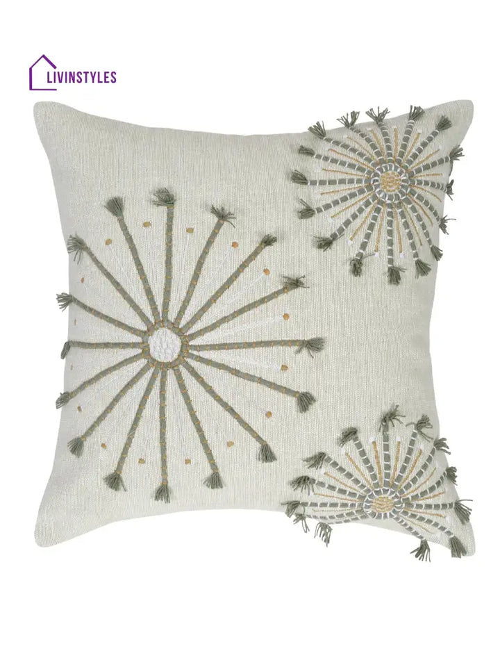 Eyda Embroidered Cotton Cushion Covers Set Of 2-18X18 Inch