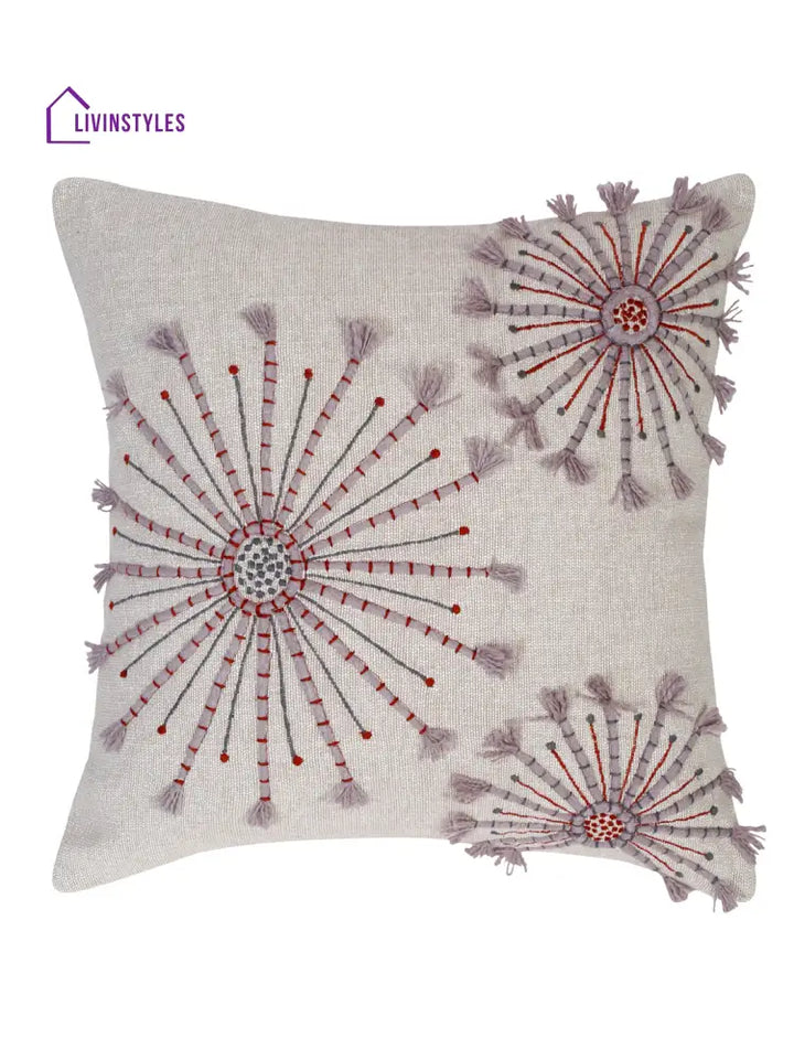 Eyda Embroidered Cotton Cushion Covers Set Of 2-18X18 Inch