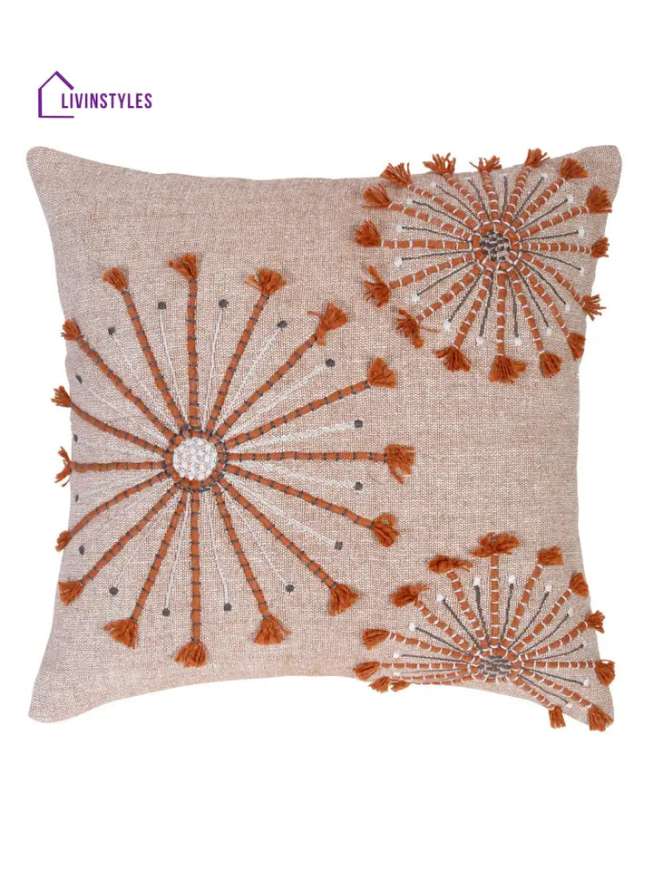 Eyda Embroidered Cotton Cushion Covers Set Of 2-18X18 Inch