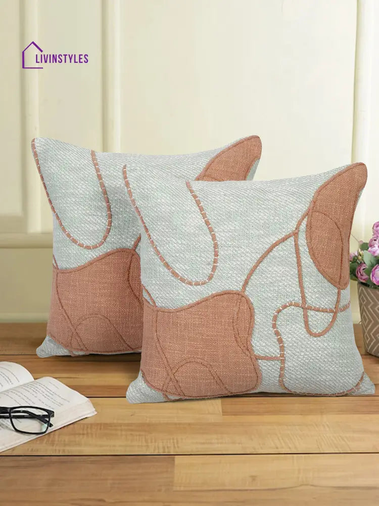 Eyda Embroidered Cotton Cushion Covers Set Of 2-18X18 Inch