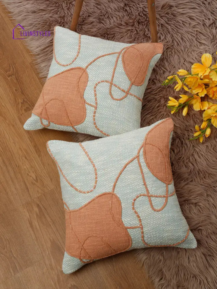 Eyda Embroidered Cotton Cushion Covers Set Of 2-18X18 Inch