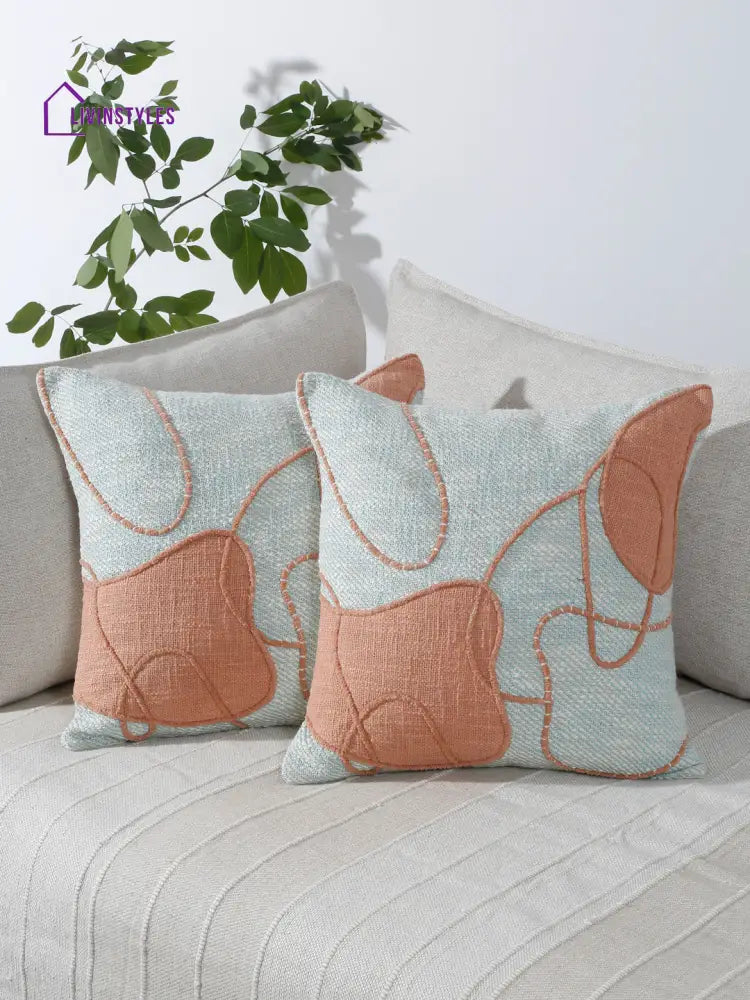 Eyda Embroidered Cotton Cushion Covers Set Of 2-18X18 Inch