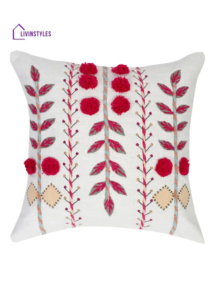 Eyda Embroidered Cotton Cushion Covers Set Of 2-18X18 Inch