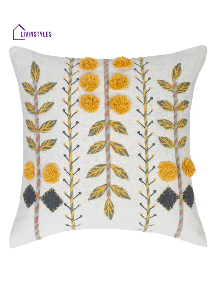 Eyda Embroidered Cotton Cushion Covers Set Of 2-18X18 Inch