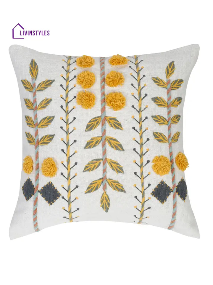 Eyda Embroidered Cotton Cushion Covers Set Of 2-18X18 Inch