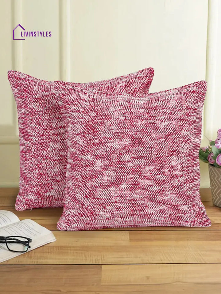 Eyda Fuchia Cotton Solid Cushion Cover Set Of 2