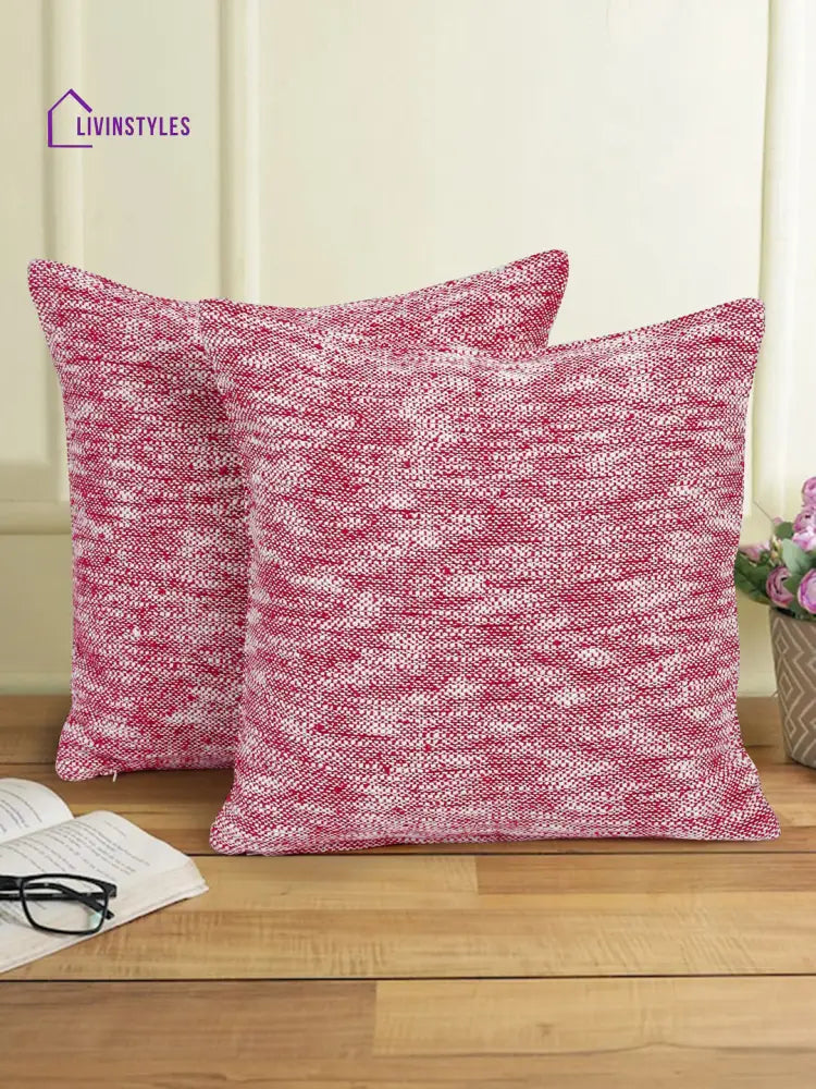 Eyda Fuchia Cotton Solid Cushion Cover Set Of 2