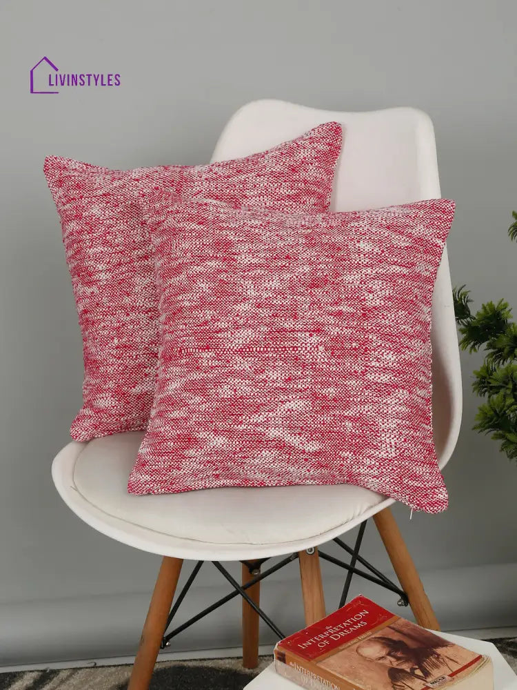 Eyda Fuchia Cotton Solid Cushion Cover Set Of 2