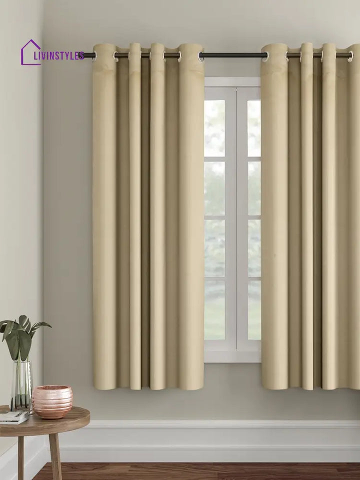 Eyda Gold Color Premium Semi Blackout Window Curtain- 1 Pc
