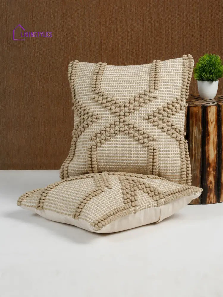 Eyda Gold Cotton Hand Woven Cushion Cover Set Of 2