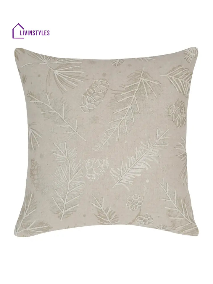 Eyda Gold Cotton Linen Embroidered Cushion Cover Set Of 2