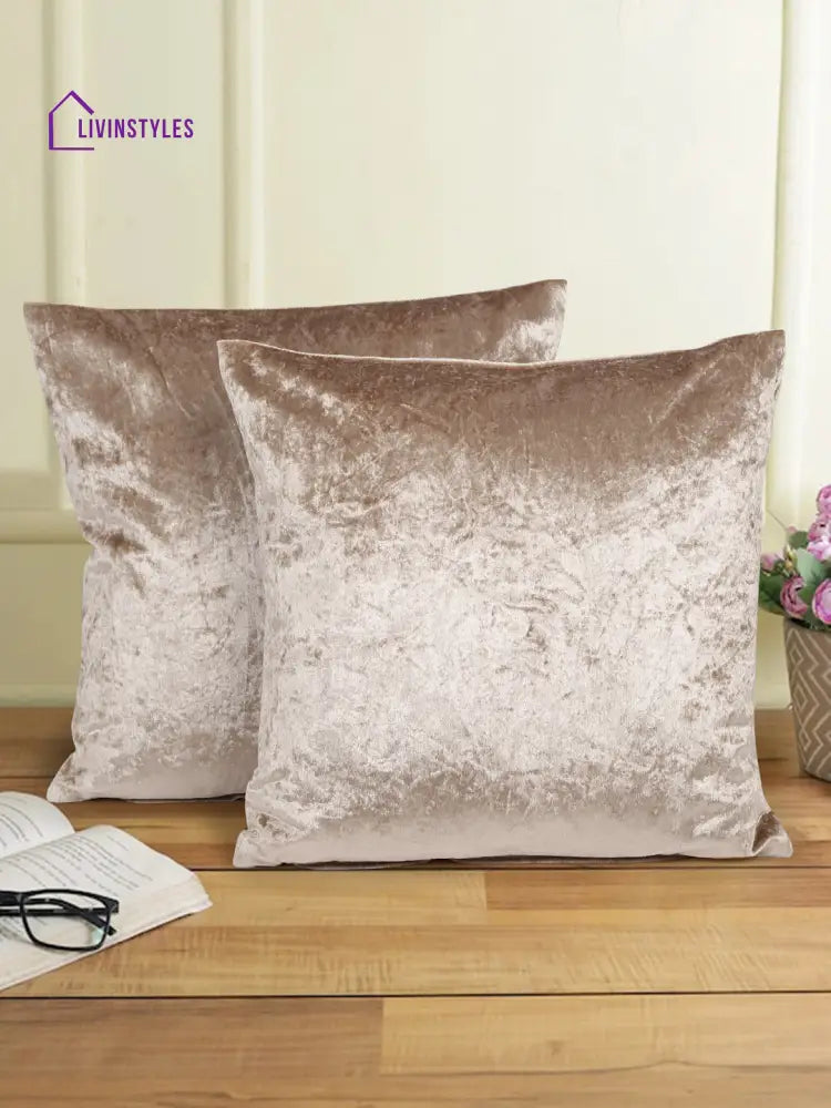 Eyda Gold Velvet Solid Cushion Cover Set Of 2